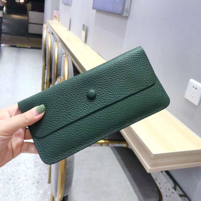 Дамски дълъг портфейл от Луксозна тънка чанта за дамска мода от кожа, портмоне за кредитна карта