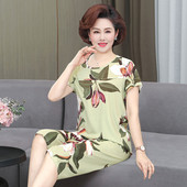 Fdfklak κοντό μανίκι κομμένο παντελόνι σετ δύο τεμαχίων Νέα εκτύπωση Μεσήλικας Πυτζάμες Πυτζάμες Καλοκαιρινή Γυναικεία Φαρδιά Σπίτι