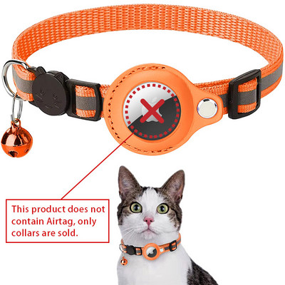 Για περιλαίμια για γάτες Airtag Tracker με αντανακλαστικό GPS με δυνατότητα τοποθέτησης με κουδούνι κολιέ εντοπισμού κατοικίδιων ζώων Ασφαλή αξεσουάρ κατά της απώλειας για γάτες