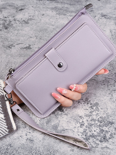 PU Δερμάτινο μακρύ γυναικείο πορτοφόλι Πολυλειτουργικό πόρπη συμπλέκτη με φερμουάρ με φερμουάρ πολλαπλών καρτών Λεπτό γυναικείο πορτοφόλι Λεπτό πορτοφόλι