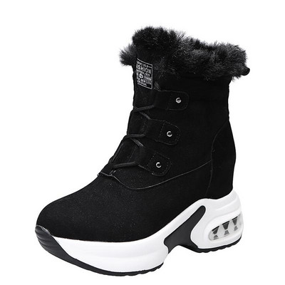 2023 Νέα γυναικεία μόδα Ζεστά χειμωνιάτικα γούνινα μποτάκια χιονιού Κομψά μποτάκια με σφήνα πλατφόρμα με τακούνι βαμβακερά παπούτσια Γυναικεία αθλητικά παπούτσια με κορδόνια