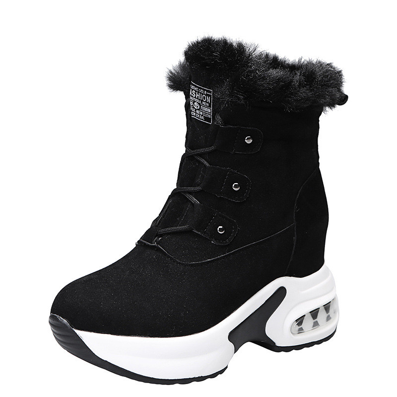 2023 Νέα γυναικεία μόδα Ζεστά χειμωνιάτικα γούνινα μποτάκια χιονιού Κομψά μποτάκια με σφήνα πλατφόρμα με τακούνι βαμβακερά παπούτσια Γυναικεία αθλητικά παπούτσια με κορδόνια