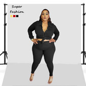 XL-4XL Seturi de dimensiuni mari, culoare solidă, cămașă cu mânecă lungă, top și pantaloni, costume 2 ținute din două piese, ocazional, pentru femei, dropshipping cu ridicata