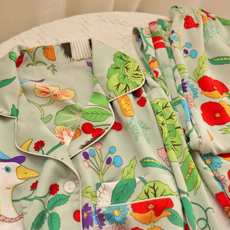 Pidžaamakomplektid Kvaliteetsed Kerge Luksus Siid Naiste Magamisriided Kevad sügis Pikad varrukad Mood Ice Silk Koduriided Salongirõivad