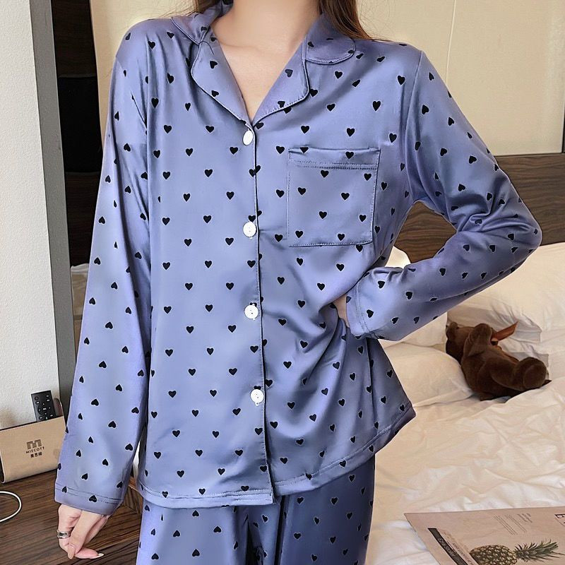 Pidžaamakomplektid Kvaliteetsed Kerge Luksus Siid Naiste Magamisriided Kevad sügis Pikad varrukad Mood Ice Silk Koduriided Salongirõivad