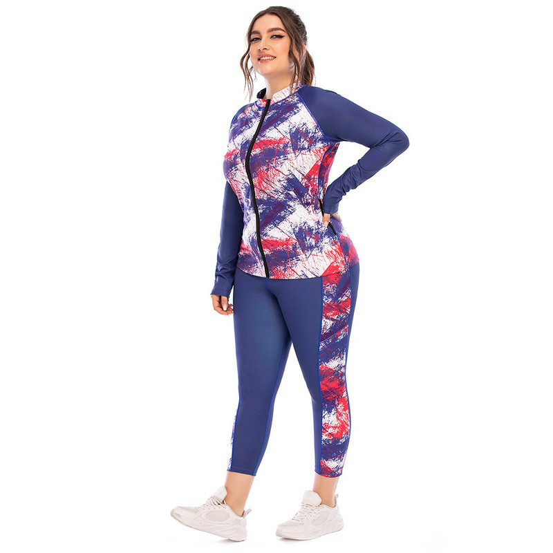 Γυναικείο σετ με φερμουάρ για γυναικεία αθλητικά ρούχα Xl 2xl 3xl