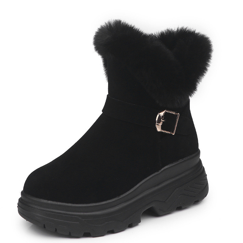 Talvised naiste karusnahad kiilud lumesaapad 2023, uued kunstnahast paksud pehmed soojad kingad, metallist pandlaga platvorm pahkluu Botas Mujer