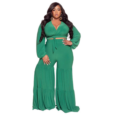 Γυναικεία Σετ σε Μεγάλο Μέγεθος Μασίφ μακρυμάνικα πουκάμισα και παντελόνια Φθινοπωρινή μόδα Σετ δύο τεμαχίων Γυναικεία σέξι φορμάκια ρούχο χονδρικής