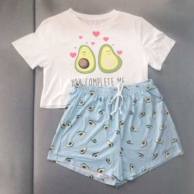 Armsad naiste pidžaamad, lehmaprint 2020 pidžaamad lühikeste varrukatega magamisriided Multifilmi pidžaamad suvekoduriided