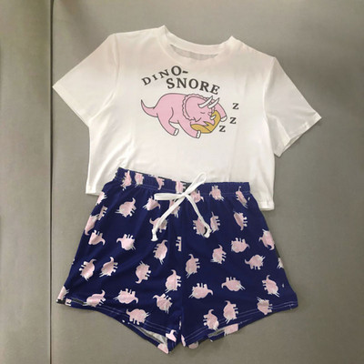 Armsad naiste pidžaamad, lehmaprint 2020 pidžaamad lühikeste varrukatega magamisriided Multifilmi pidžaamad suvekoduriided