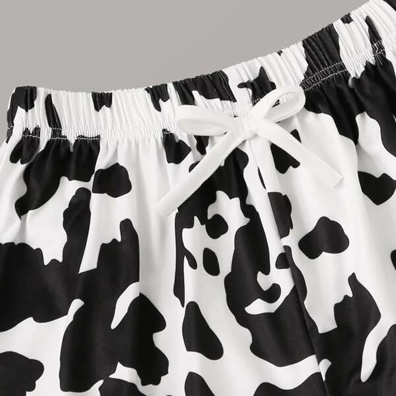 Armsad naiste pidžaamad, lehmaprint 2020 pidžaamad lühikeste varrukatega magamisriided Multifilmi pidžaamad suvekoduriided