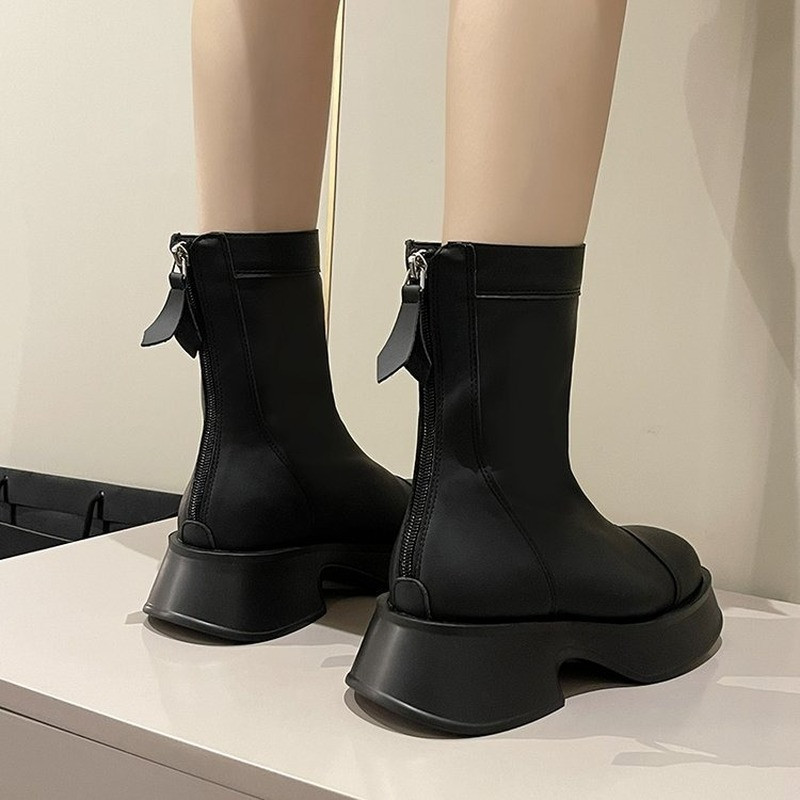 Naiste poolsaapad Moodsad paksud kontsad kevadtalv vabaaja välistingimustes olevad küljetõmblukuga kingad Naiste vaba aja venivad saapad 2022