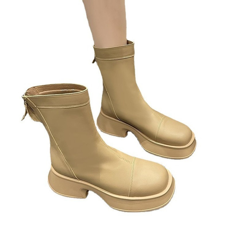 Naiste poolsaapad Moodsad paksud kontsad kevadtalv vabaaja välistingimustes olevad küljetõmblukuga kingad Naiste vaba aja venivad saapad 2022