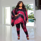 Plus Size Γυναικεία Σετ 5xl Leopard Camo Tie Dye μπλούζες και παντελόνια 2022 Φθινόπωρο σετ δύο τεμαχίων Μόδα αθλητική φόρμα Ρούχα χονδρικής