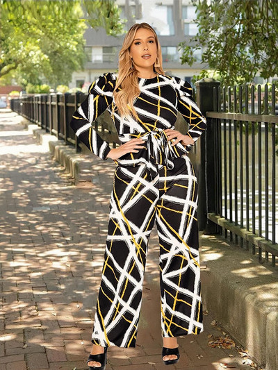 Seturi de două piese Ținute pentru femei Costum de damă șic și elegant Set de pantaloni negri cu mânecă lungă Set de marimi mari, Dropshipping cu ridicata