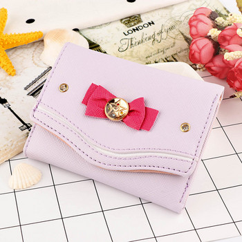 Гореща разпродажба Sweet Style Sailor Moon Clutch Портмоне PU кожена чанта за монети с карта Дамска мода Candy Color Bow Knot Къс портфейл Подарък за момиче