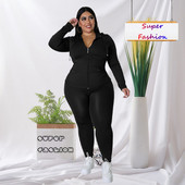 XL-5XL 2022 Fall Sport Plus Size Two Piece Σετ Γυναικεία ρούχα Casual μονόχρωμα μακρυμάνικα φούτερ με κουκούλα και παντελόνι Dropshipping