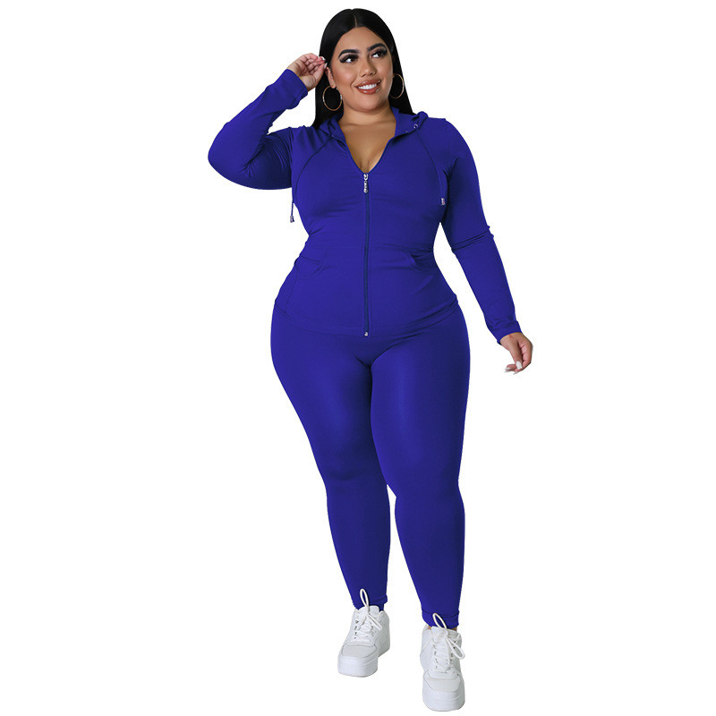 XL-5XL 2022 Fall Sport Plus Size Two Piece Σετ Γυναικεία ρούχα Casual μονόχρωμα μακρυμάνικα φούτερ με κουκούλα και παντελόνι Dropshipping