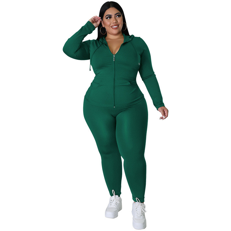 XL-5XL 2022 Fall Sport Plus Size Two Piece Σετ Γυναικεία ρούχα Casual μονόχρωμα μακρυμάνικα φούτερ με κουκούλα και παντελόνι Dropshipping