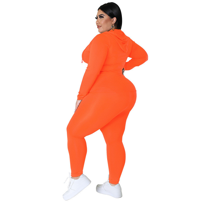 XL-5XL 2022 Fall Sport Plus Size Two Piece Σετ Γυναικεία ρούχα Casual μονόχρωμα μακρυμάνικα φούτερ με κουκούλα και παντελόνι Dropshipping