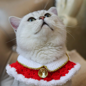 Χριστουγεννιάτικες σαλιάρες για κατοικίδια για γάτας με φιόγκο Πλεκτό Πρωτοχρονιάτικο σκυλί με λουρί Φουλάρι Χριστουγεννιάτικη στολή Αξεσουάρ για μικρομεσαίες προμήθειες για κατοικίδια