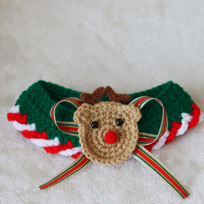 Χριστουγεννιάτικες σαλιάρες για κατοικίδια για γάτας με φιόγκο Πλεκτό Πρωτοχρονιάτικο σκυλί με λουρί Φουλάρι Χριστουγεννιάτικη στολή Αξεσουάρ για μικρομεσαίες προμήθειες για κατοικίδια