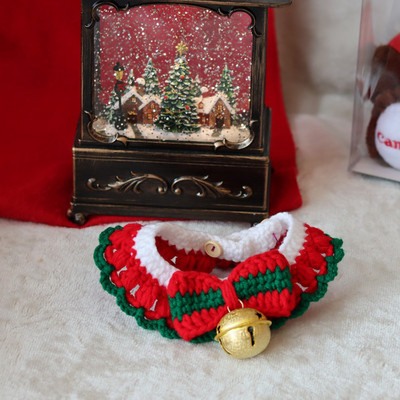 Χριστουγεννιάτικες σαλιάρες για κατοικίδια για γάτας με φιόγκο Πλεκτό Πρωτοχρονιάτικο σκυλί με λουρί Φουλάρι Χριστουγεννιάτικη στολή Αξεσουάρ για μικρομεσαίες προμήθειες για κατοικίδια