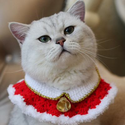 Χριστουγεννιάτικες σαλιάρες για κατοικίδια για γάτας με φιόγκο Πλεκτό Πρωτοχρονιάτικο σκυλί με λουρί Φουλάρι Χριστουγεννιάτικη στολή Αξεσουάρ για μικρομεσαίες προμήθειες για κατοικίδια