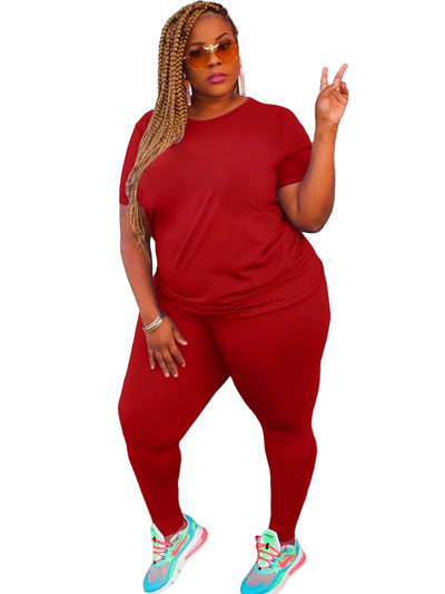 Costum cu pantaloni pentru femei Top cu mânecă scurtă Set de ținute în două piese de mărime mare Trening pentru femei de vară Set 2 piese Vânzări cu ridicata în vrac Dropshipping