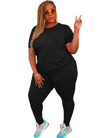 Costum cu pantaloni pentru femei Top cu mânecă scurtă Set de ținute în două piese de mărime mare Trening pentru femei de vară Set 2 piese Vânzări cu ridicata în vrac Dropshipping