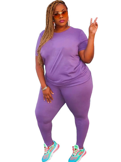 Costum cu pantaloni pentru femei Top cu mânecă scurtă Set de ținute în două piese de mărime mare Trening pentru femei de vară Set 2 piese Vânzări cu ridicata în vrac Dropshipping