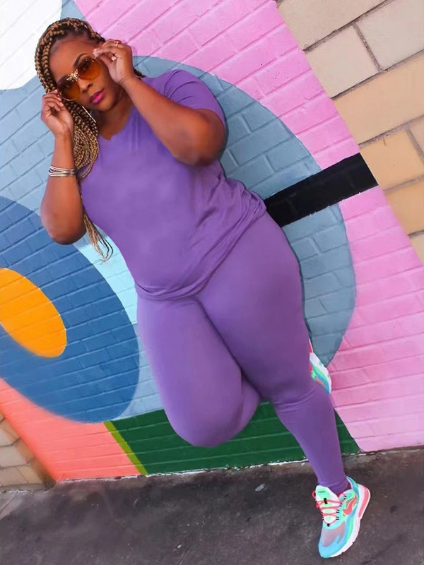 Γυναικείο κοστούμι παντελόνι Κοντό μανίκι Μπλούζα Plus Size Two Piece Σετ ρούχων Καλοκαιρινή γυναικεία φόρμα 2 τεμαχίων Χονδρική χονδρική Dropshipping