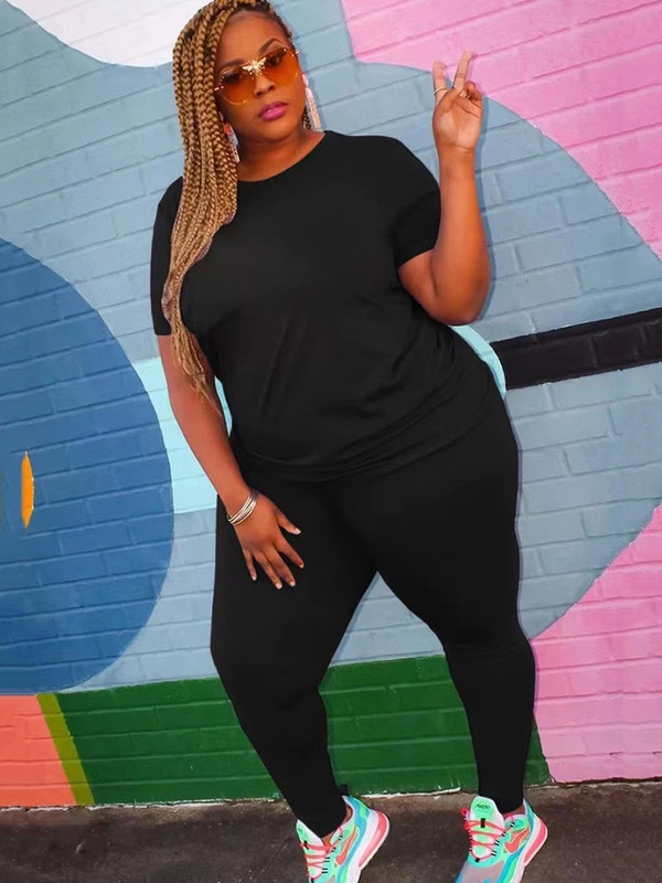 Γυναικείο κοστούμι παντελόνι Κοντό μανίκι Μπλούζα Plus Size Two Piece Σετ ρούχων Καλοκαιρινή γυναικεία φόρμα 2 τεμαχίων Χονδρική χονδρική Dropshipping