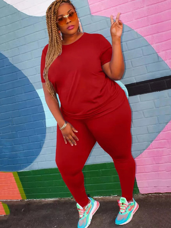 Γυναικείο κοστούμι παντελόνι Κοντό μανίκι Μπλούζα Plus Size Two Piece Σετ ρούχων Καλοκαιρινή γυναικεία φόρμα 2 τεμαχίων Χονδρική χονδρική Dropshipping