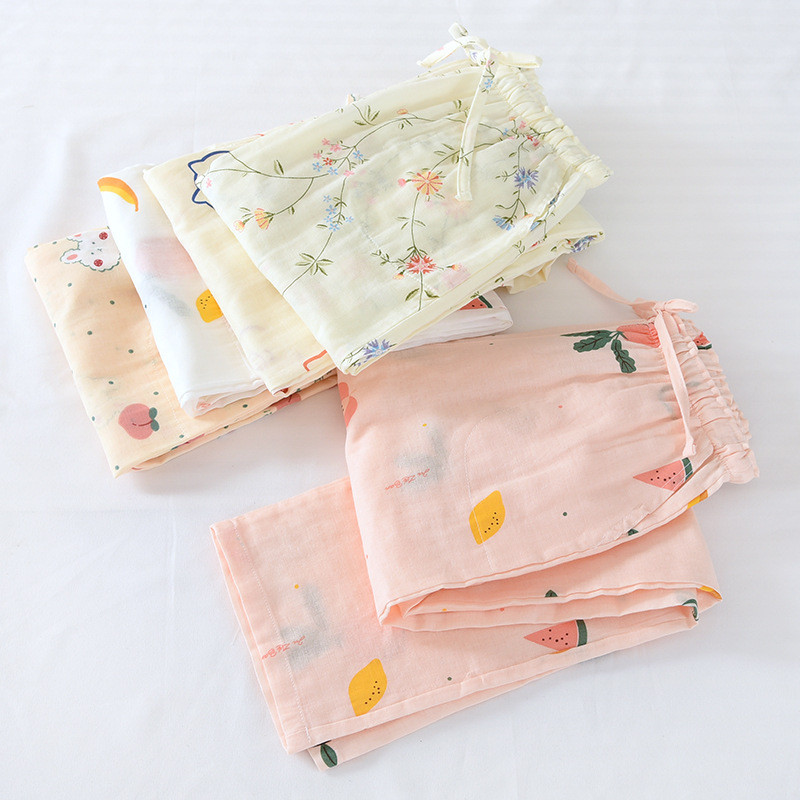 Jarné letné dámske nohavice na spanie zo 100% bavlnenej priadze, dámske nočné prádlo, dámske nohavice so sladkou potlačou, veľké veľkosti, domáce nohavice