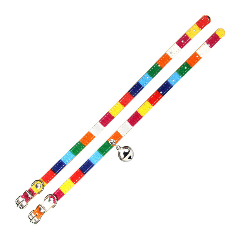 XS/S/M Farebný kožený obojok pre mačky so zvončekom, polstrovaný náhrdelník pre šteniatka, obojky pre domáce zvieratá pre mačky, čivavy, popruh na krk, mačiatka, príslušenstvo