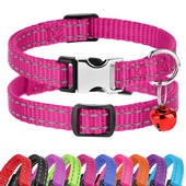 Ανακλαστικό κολάρο γάτας Nylon Dog Dog Collars ID with Bell for Cats Small Dogs Chihuahua 10 Χρώματα