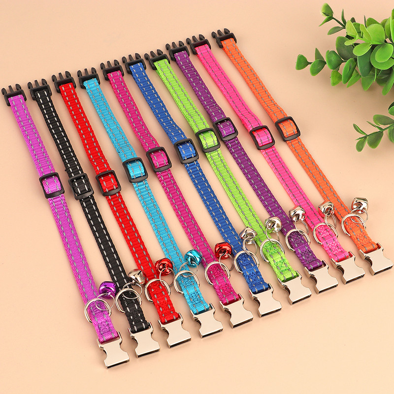 Ανακλαστικό κολάρο γάτας Nylon Dog Dog Collars ID with Bell for Cats Small Dogs Chihuahua 10 Χρώματα