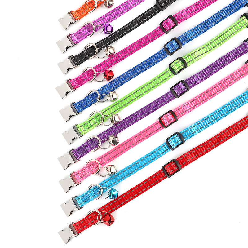 Ανακλαστικό κολάρο γάτας Nylon Dog Dog Collars ID with Bell for Cats Small Dogs Chihuahua 10 Χρώματα