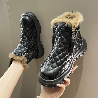 Cizme de zăpadă damă iarnă stil nou, cu talpă groasă, cu un picior, plus pantofi din catifea din bumbac, pantofi casual ananas, cizme pentru femei