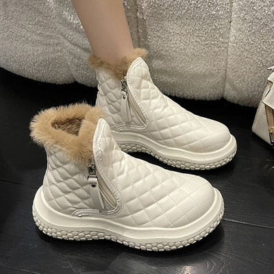 Cizme de zăpadă damă iarnă stil nou, cu talpă groasă, cu un picior, plus pantofi din catifea din bumbac, pantofi casual ananas, cizme pentru femei