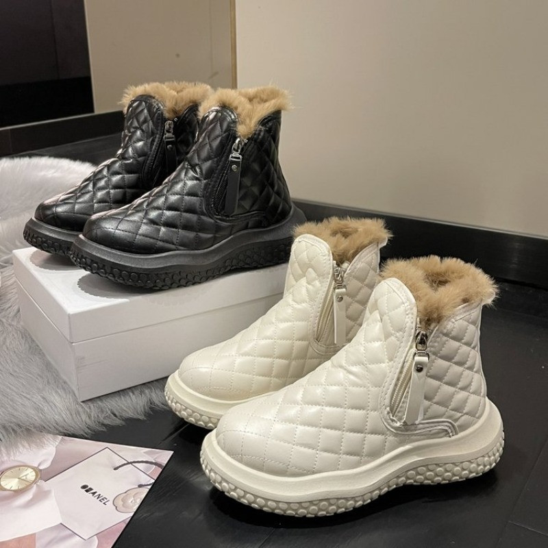 Γυναικείες μπότες χιονιού Χειμερινές νέο στυλ Χοντρό σόλα One-footed Plus Βελούδινα βαμβακερά παπούτσια Casual Παπούτσια ανανά Γυναικεία μποτάκια
