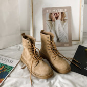 Anglijos platforminiai batai moterims 2022 m. pavasario ruduo Naujos mados Retro Flock kulkšnies kvadratiniai suvarstomi batai moteriški batai