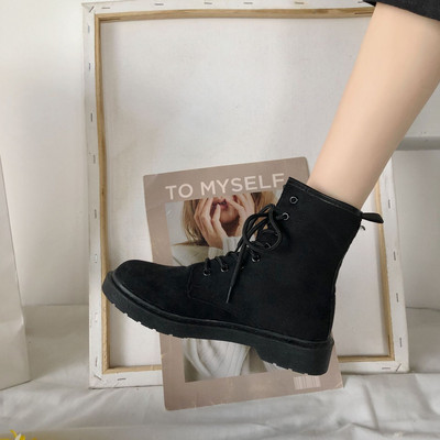 Anglijos platforminiai batai moterims 2022 m. pavasario ruduo Naujos mados Retro Flock kulkšnies kvadratiniai suvarstomi batai moteriški batai