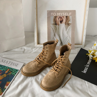 Anglijos platforminiai batai moterims 2022 m. pavasario ruduo Naujos mados Retro Flock kulkšnies kvadratiniai suvarstomi batai moteriški batai