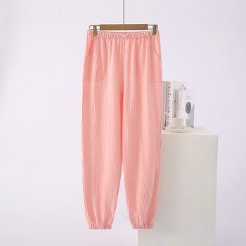 100% марлени пижамни панталони Дамски спално облекло от чист памук Пролет Есен Лято Тънки панталони Японски крака Домашни панталони Облекло за хол