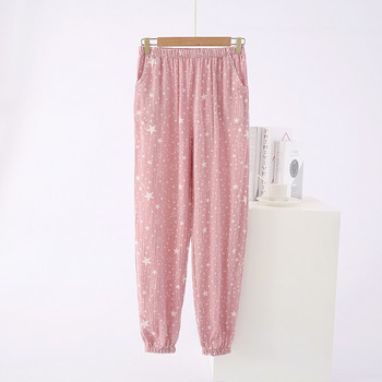 100% марлени пижамни панталони Дамски спално облекло от чист памук Пролет Есен Лято Тънки панталони Японски крака Домашни панталони Облекло за хол