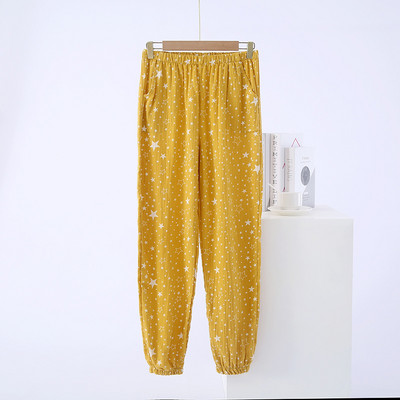 Παντελόνι πιτζάμα με γάζα 100% Γυναικεία υπνοδωμάτια από καθαρό βαμβάκι Άνοιξη Φθινόπωρο Καλοκαίρι Λεπτό τμήμα Ιαπωνικά πόδια Σπίτι Παντελόνι Σαλόνι