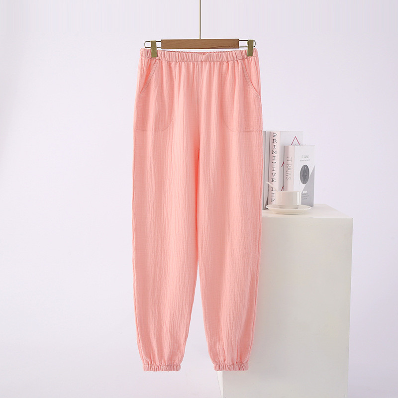 Παντελόνι πιτζάμα με γάζα 100% Γυναικεία υπνοδωμάτια από καθαρό βαμβάκι Άνοιξη Φθινόπωρο Καλοκαίρι Λεπτό τμήμα Ιαπωνικά πόδια Σπίτι Παντελόνι Σαλόνι
