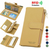 Νέα γυναικεία δερμάτινα πορτοφόλια Pu γυναικεία μακριά πορτοφόλια τσάντα μεγάλης χωρητικότητας Τηλέφωνο τσάντα πολλαπλών λειτουργιών συμπλέκτη για κέρματα